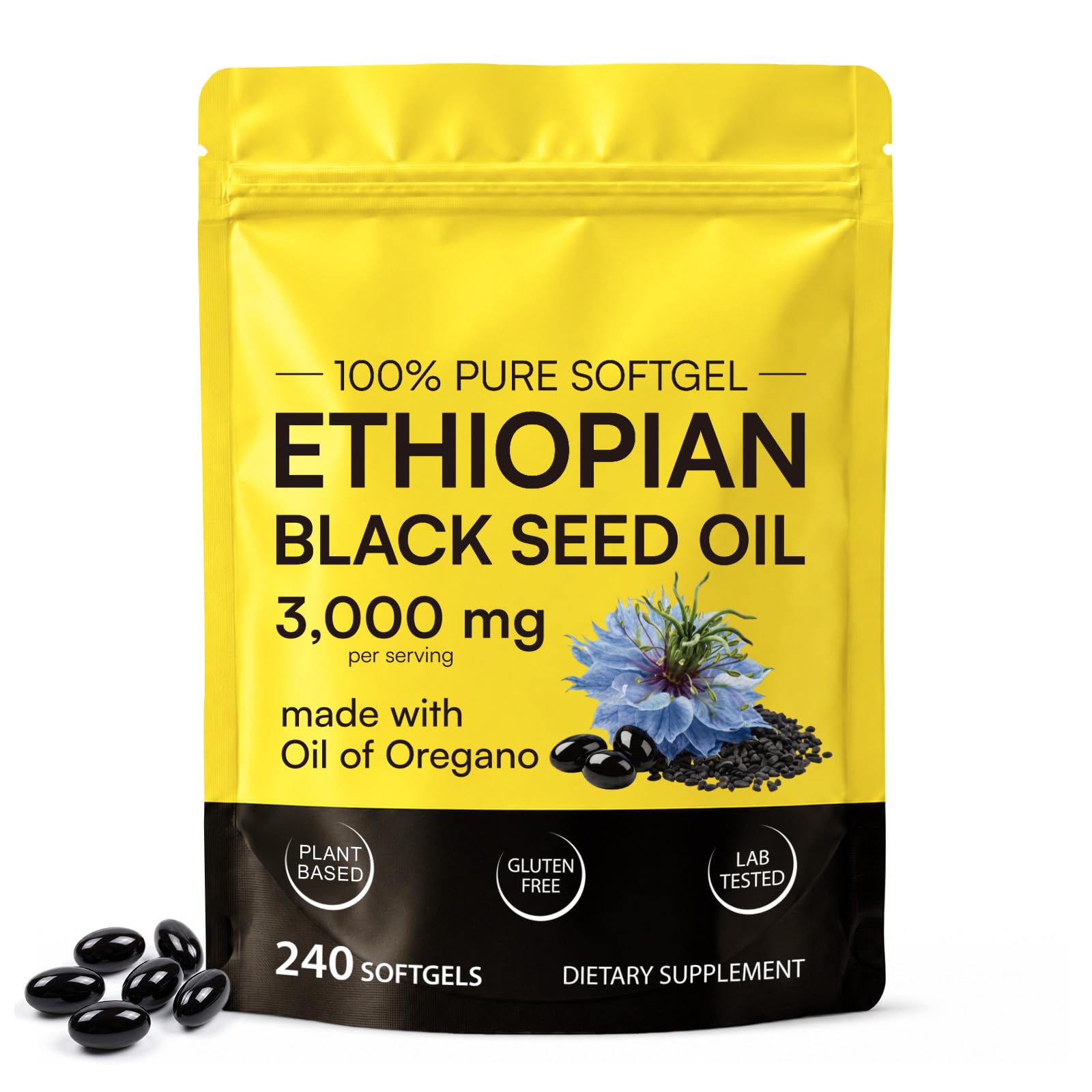 Ethiopian Black Seed Oil Capsules 3,000mg, 240 Softgels