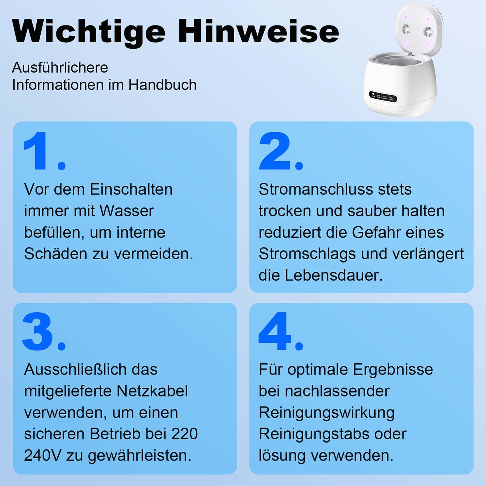 Appareil de nettoyage à ultrasons 48 000 Hz, nettoyeur à ultrasons avec lampe UV, bain à ultrasons, nettoyeur de gouttières, rainure intérieure en acier inoxydable pour prothèses dentaires, rétentions