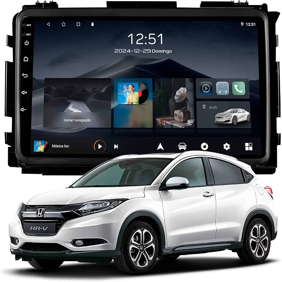 Multimídia Adak 9P HRV 2015 a 2021 2+64GB Quadcore Carplay Android Auto Gps
