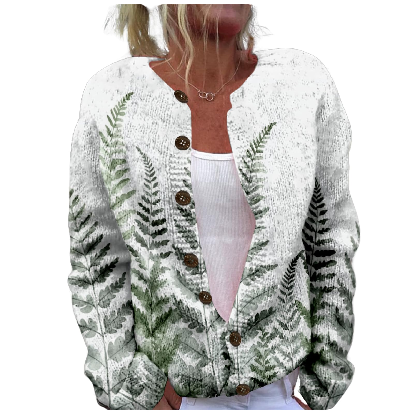Floral Sweaters for Women Cardigan Button Up Cropped Knitted Oversized 2024 Fall Fashion Open Front Chunky Blouses