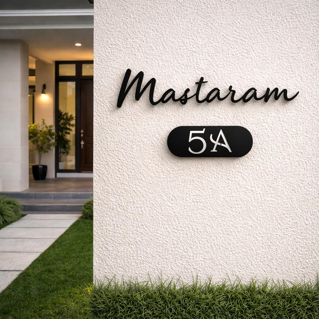 Customized Personalized Mild Steel Surname with Number Plate Metal Nameplate For Villa, Home Entrance House Doors, Stylish, Outdoor & Indoor, Waterproof (18 inches)-image-28