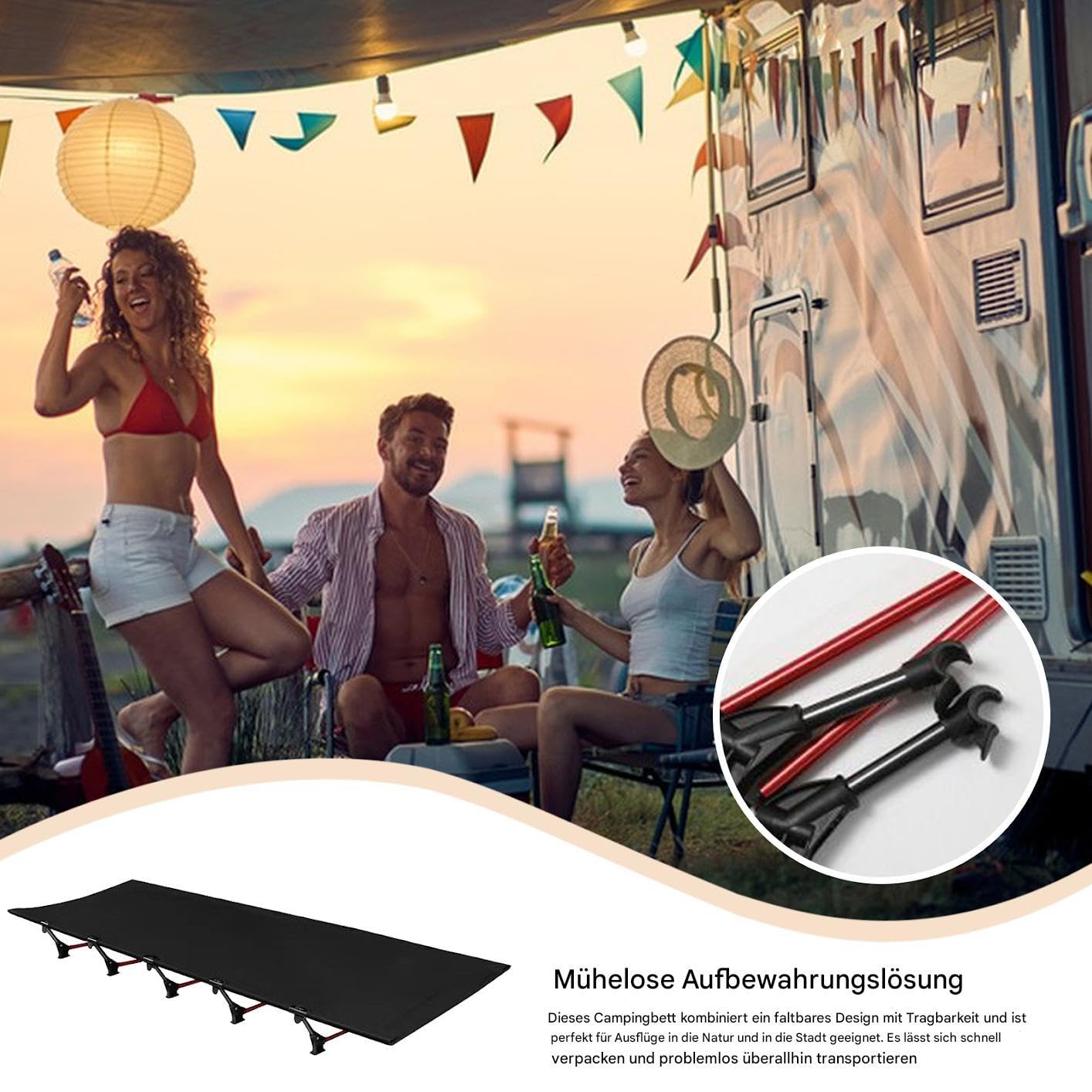 Camp Bed składane łóżko kempingowe, lekkie łóżko do spania, przenośna powierzchnia do leżenia, wsparcie do pokoju gościnnego, domu, na zewnątrz, podróże, wędrówki, przerwa obiadowa
