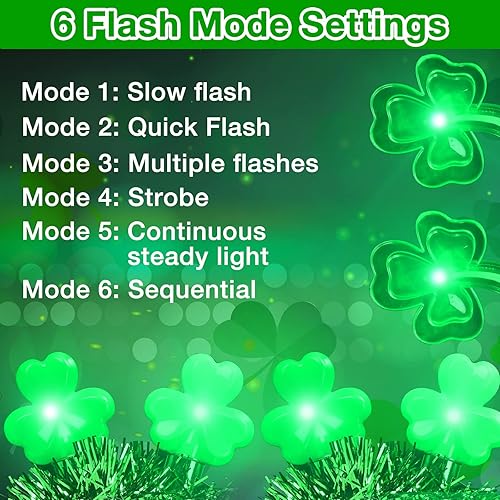 Miniatura 3 de 4 diademas iluminadas para el día de San Patricio, tréboles verdes de oropel, tréboles de trébol y anteojos LED verdes para San Patricio, accesorios