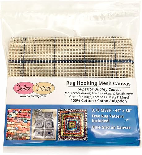 Color Crazy Lona de malla con gancho para alfombra, malla 3.75 (44 x 60 pulgadas) con patrón libre