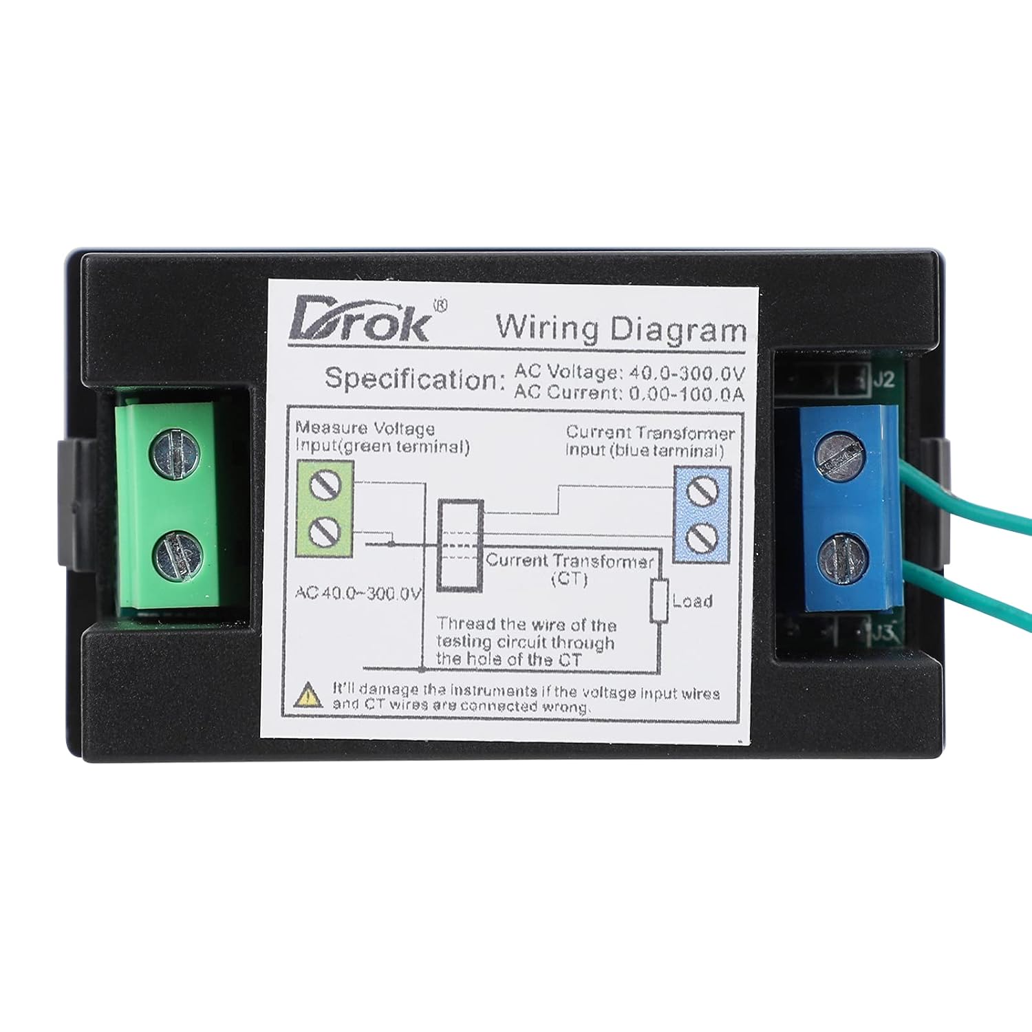 DROK AC Multimeter, AC 40-300V 100A 110V/220V Voltage Current Power Factor Frequency Electric Energy Monitor with Current Transformer, Digital LCD HD Display, Volt Amp Watt Detector Reader Panel