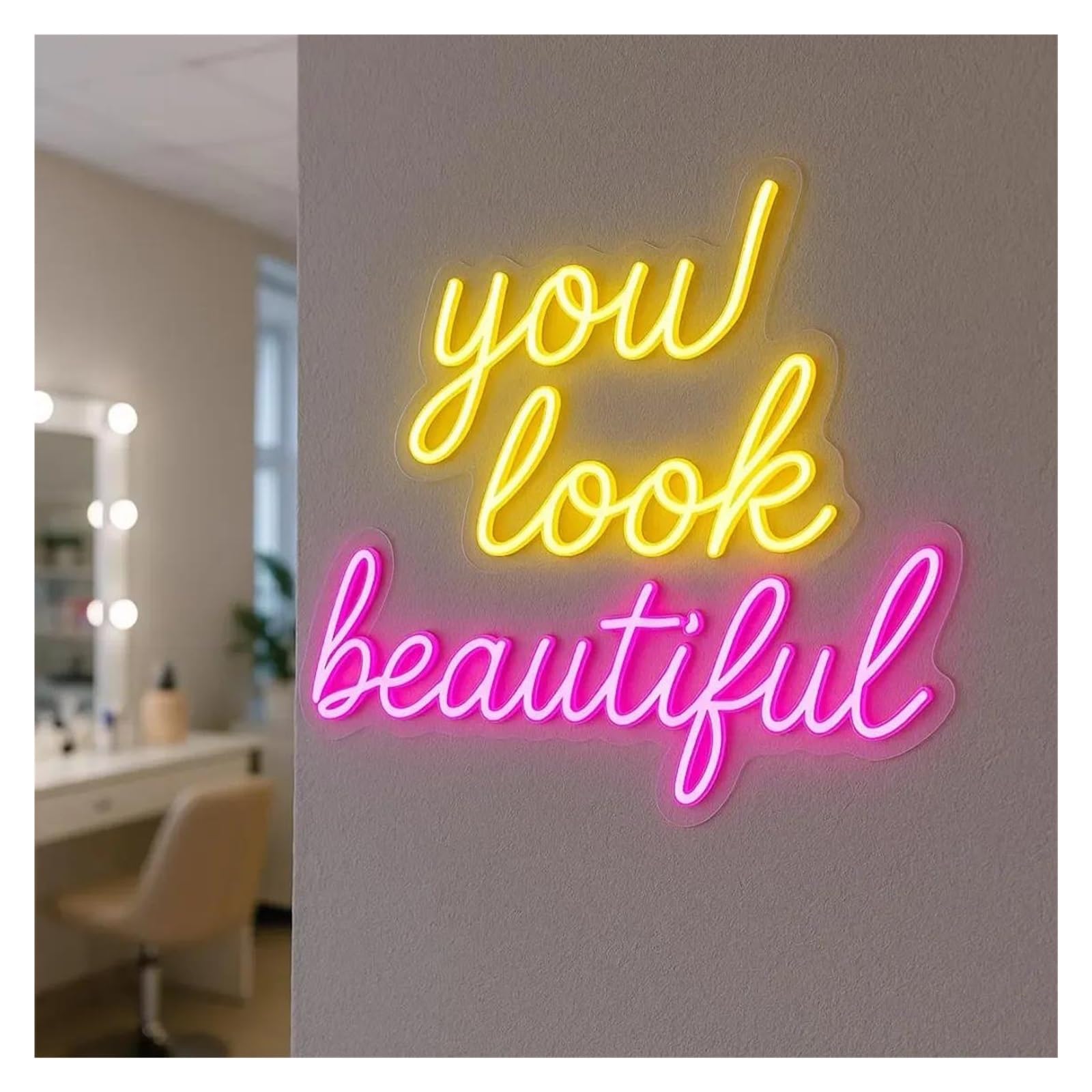 Shouxi B Sign Lamp You Look Eautiful Neon Sign Handmade Lights Suitable For Eauty Salon Wall Decor 40Cm(B)