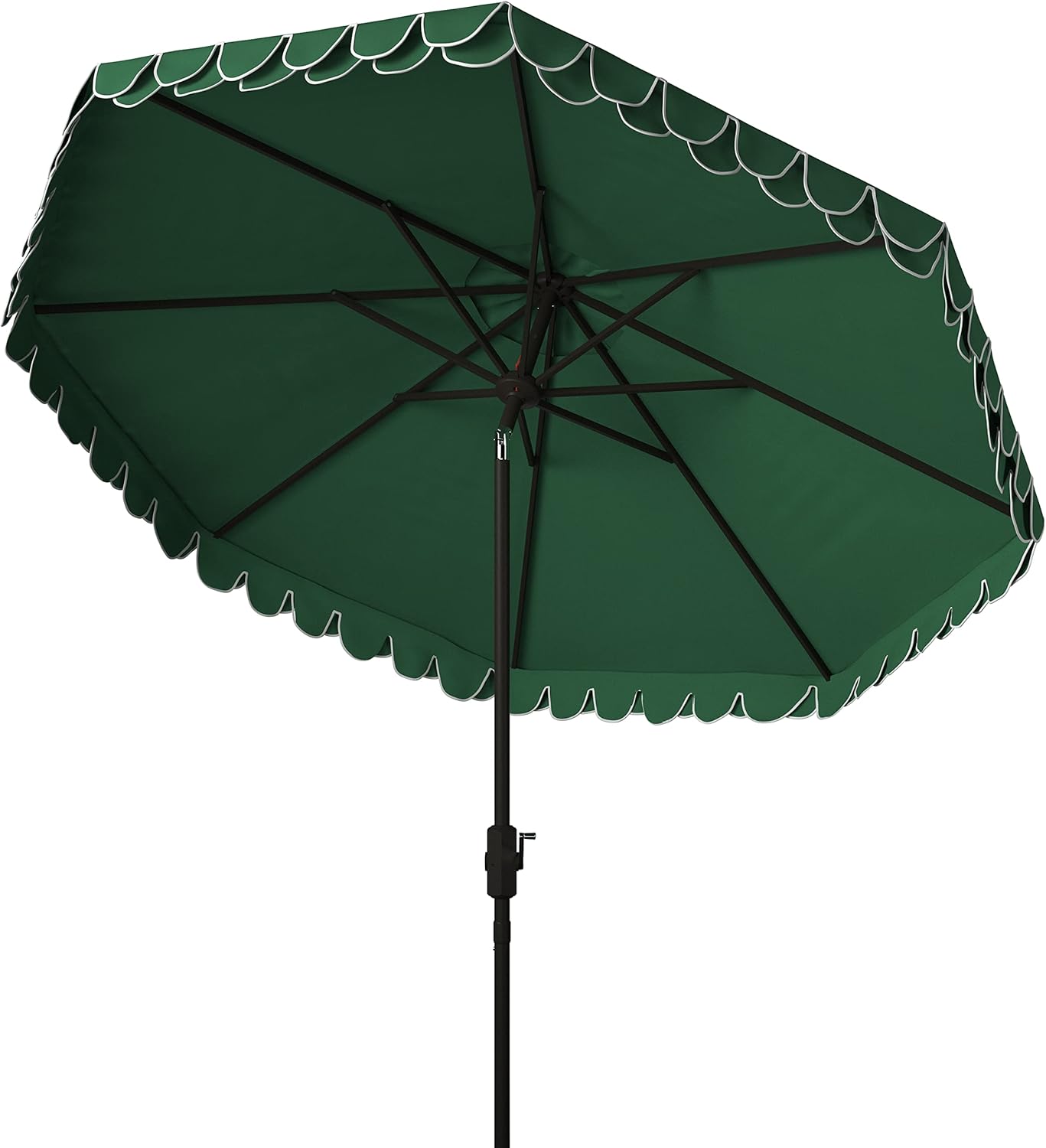 SAFAVIEH 9ft Outdoor Patio Umbrella, Round, Valance, Dark Green, Auto Crank Tilt, UV Resistant for Deck, Backyard, Poolside (PAT8006H) - Image 5