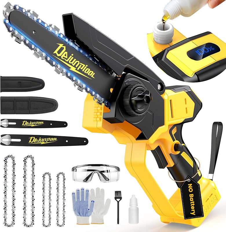 Cordless Mini Chainsaw Compatible with Dewalt 20V MAX Battery, 6 Inch & 8 Inch Small Electric Chainsaw Brushless, Auto Oiler, Handheld Pruning Tree Saw Gift for Men Dad Husband Fathers (Tool Only)