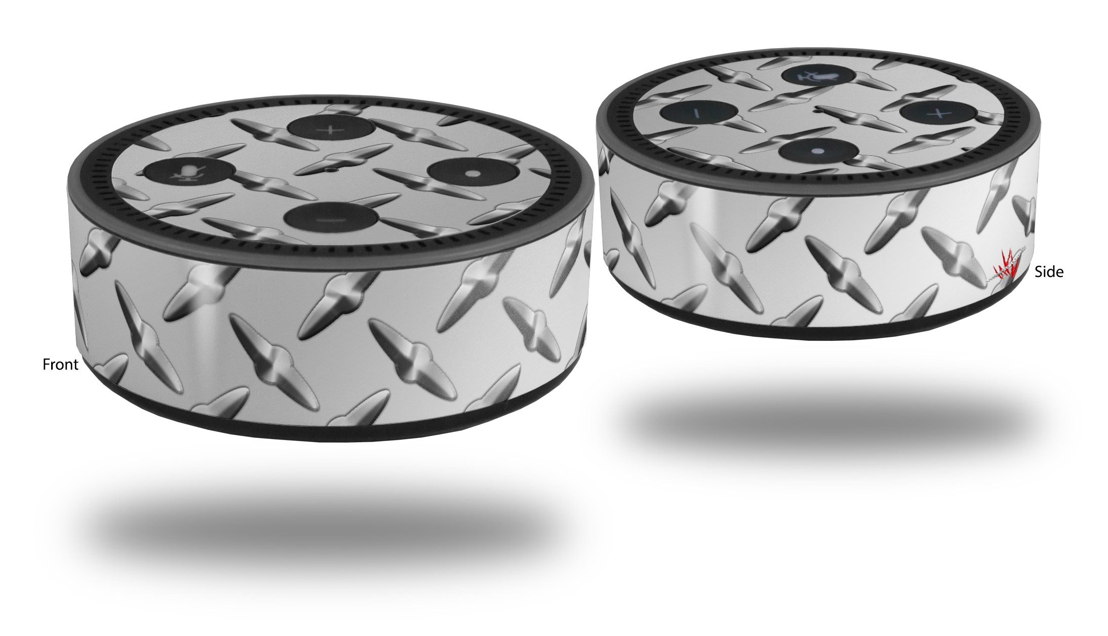 Skin Wrap Decal Set 2 Pack for Amazon Echo Dot 2 - Diamond Plate Metal (2nd Generation ONLY - Echo NOT Included)
