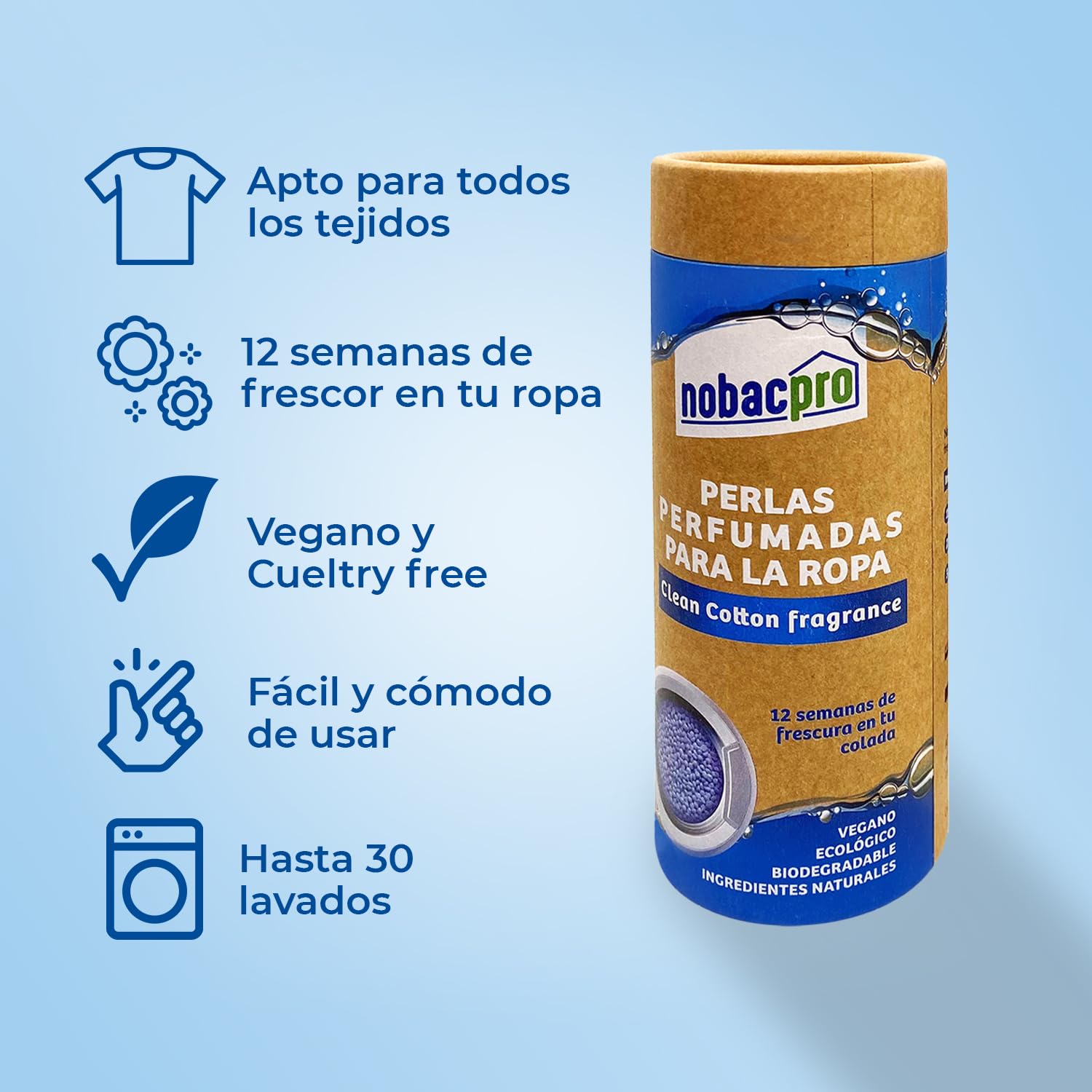 Perlas Perfumadas para la Ropa | 360 Lavados | Fragancia de Larga Duración | Sin Químicos Dañinos | Ideal para Pieles Sensibles y Todo Tipo de Tejidos | Ingredientes Naturales, Hasta 12 Semanas de Frescura, Apto Pieles Sensibles, Ecológico