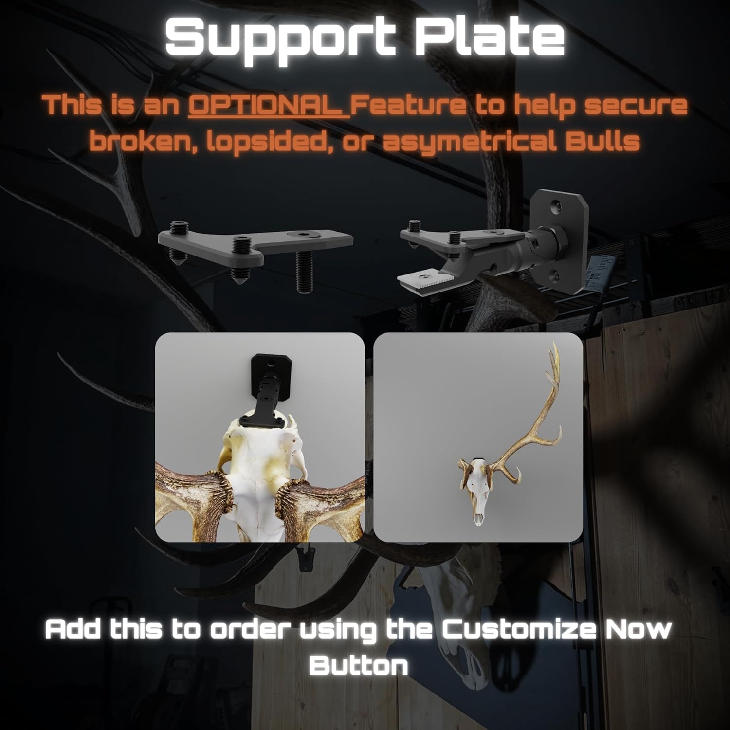 Secure Elk European Mount Skull Hanger Adjustable Large Game Skull Mount Kit for Elk, Moose, and Stag Plaque Compatible European Skull Hanger with Rotational and Angle Adjustment (Plaques)