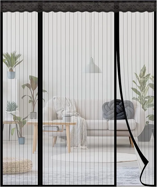 Ngreen Magnetic Screen Door Mesh - Heavy Duty Double Doors Screen Closure with Magnets for Sliding, Patio, French, Front and Back Door, Kid and Pet Friendly, Easy Install