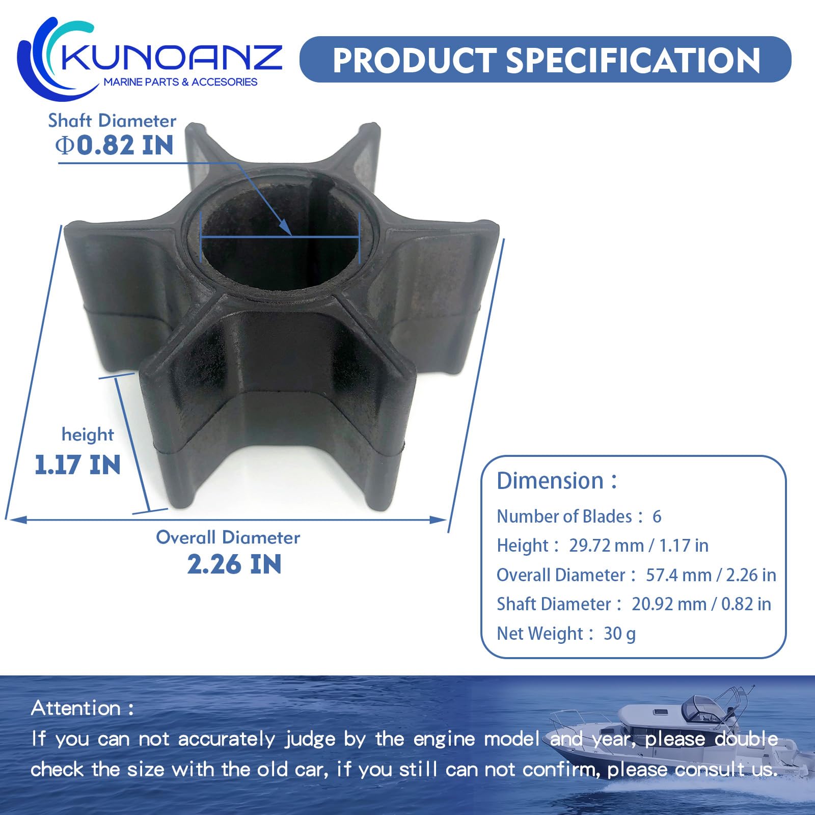 Turbine De Pompe à Eau GHmarine Pour Mercury – Réf. 47-89981, 47-65957, 18-3039, 9-45035, 500310