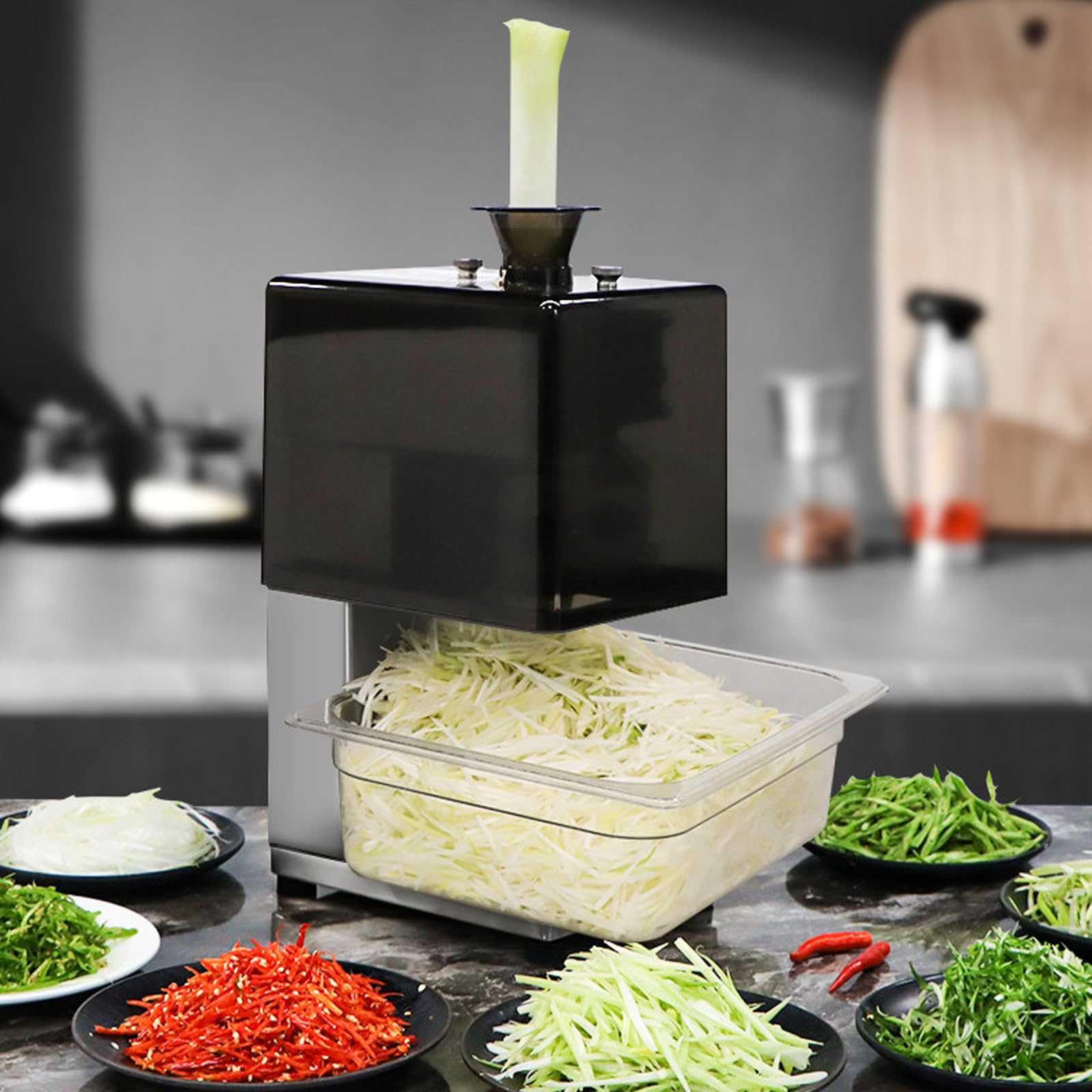 TYH Tritatutto Commerciale per Cipollotti, Tagliacipolle Elettrico, Affettatrice Automatica da Cucina, Tagliaverdure per Peperoni, Sedano E Prezzemolo