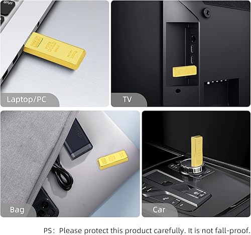 Miniatura 7 de BorlterClamp - Unidad flash USB de 64 GB con forma de barra dorada, unidad USB divertida para almacenamiento externo de datos