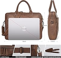 Vista 3 de Blofinche Genuine Leather laptop briefcase 18 inch Computer Messenger shouledr work handbag Satchel bags