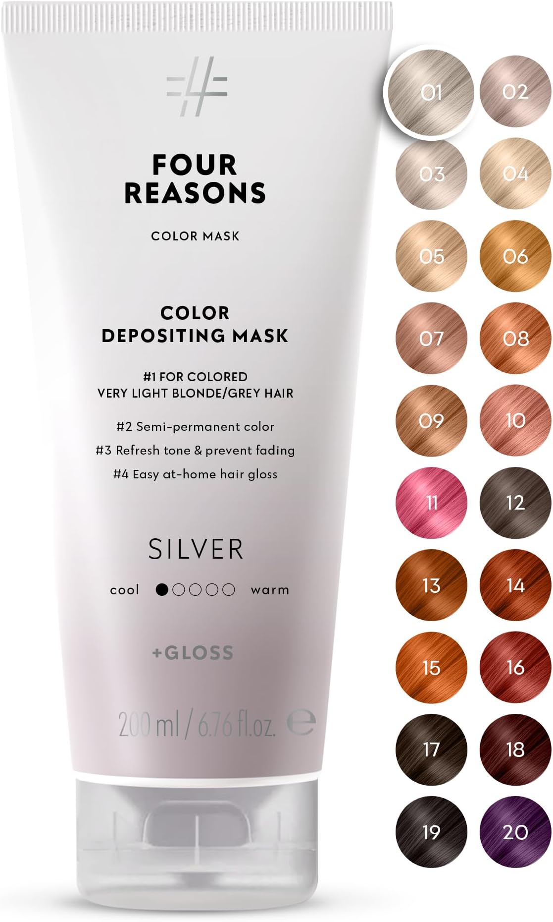 Color Mask, Silver (27 Colours) – Hair Gloss & Colour Depositing Conditioner – Semi Permanent Hair Toner for Colour-Treated Hair Colour For Women – Vegan & Cruelty-Free – 200 ml