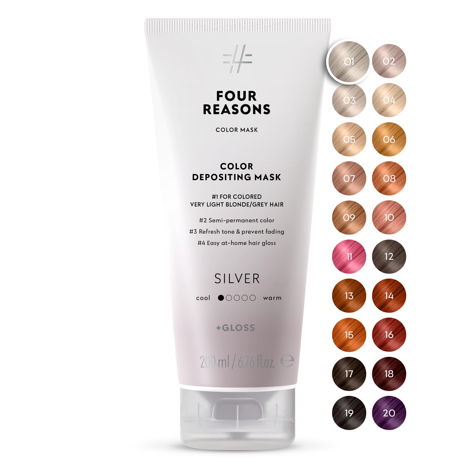 Color Mask - Silver - (19 Colors) Toning Treatment, Color Depositing Conditioner, Tone & Enhance Color-Treated Hair - Semi Permanent Hair Dye, Vegan and Cruelty-Free, 6.76 fl oz