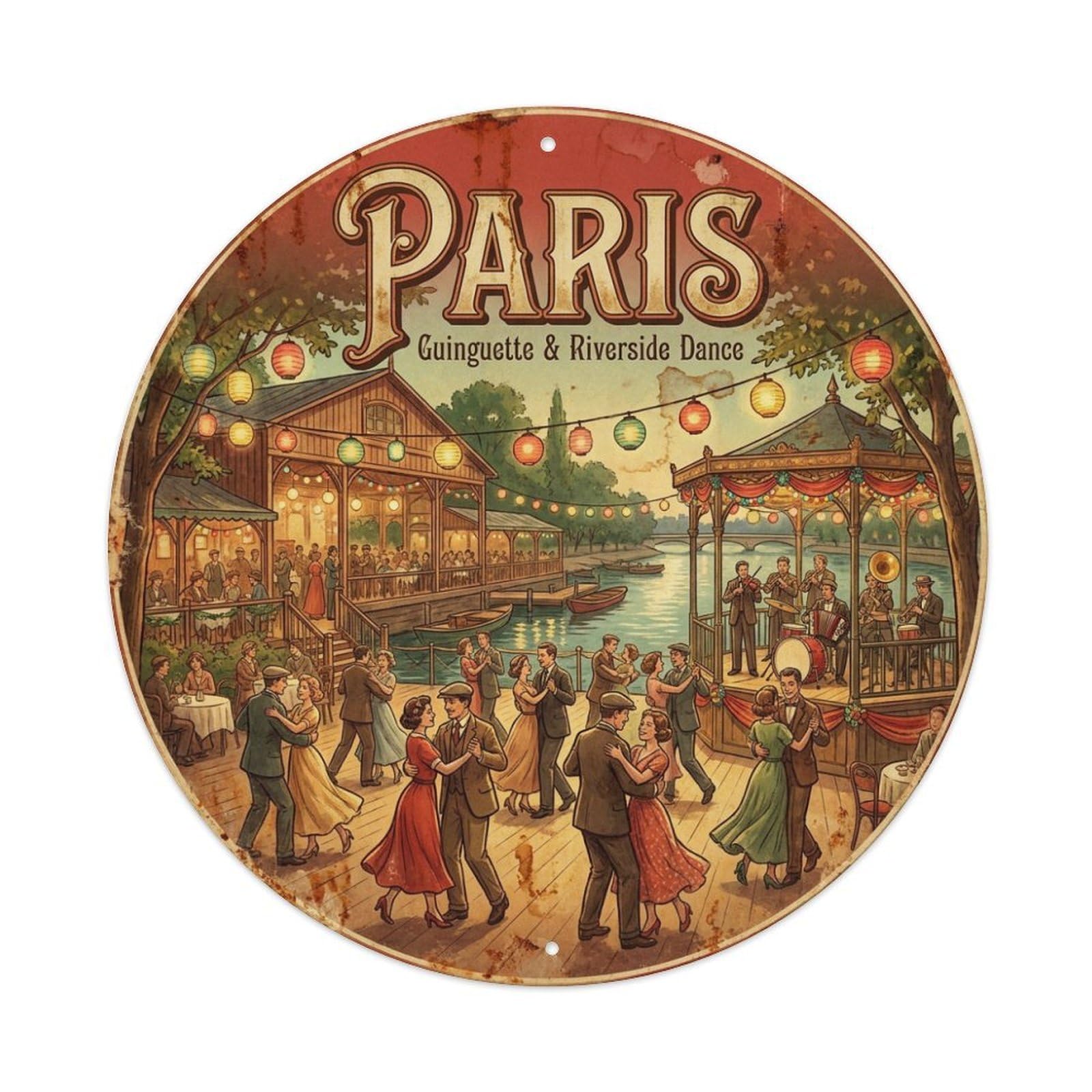 Olhnbad Style Guinguette Riverside Dance Culture Travel Paris Classic Metal Tin Sign