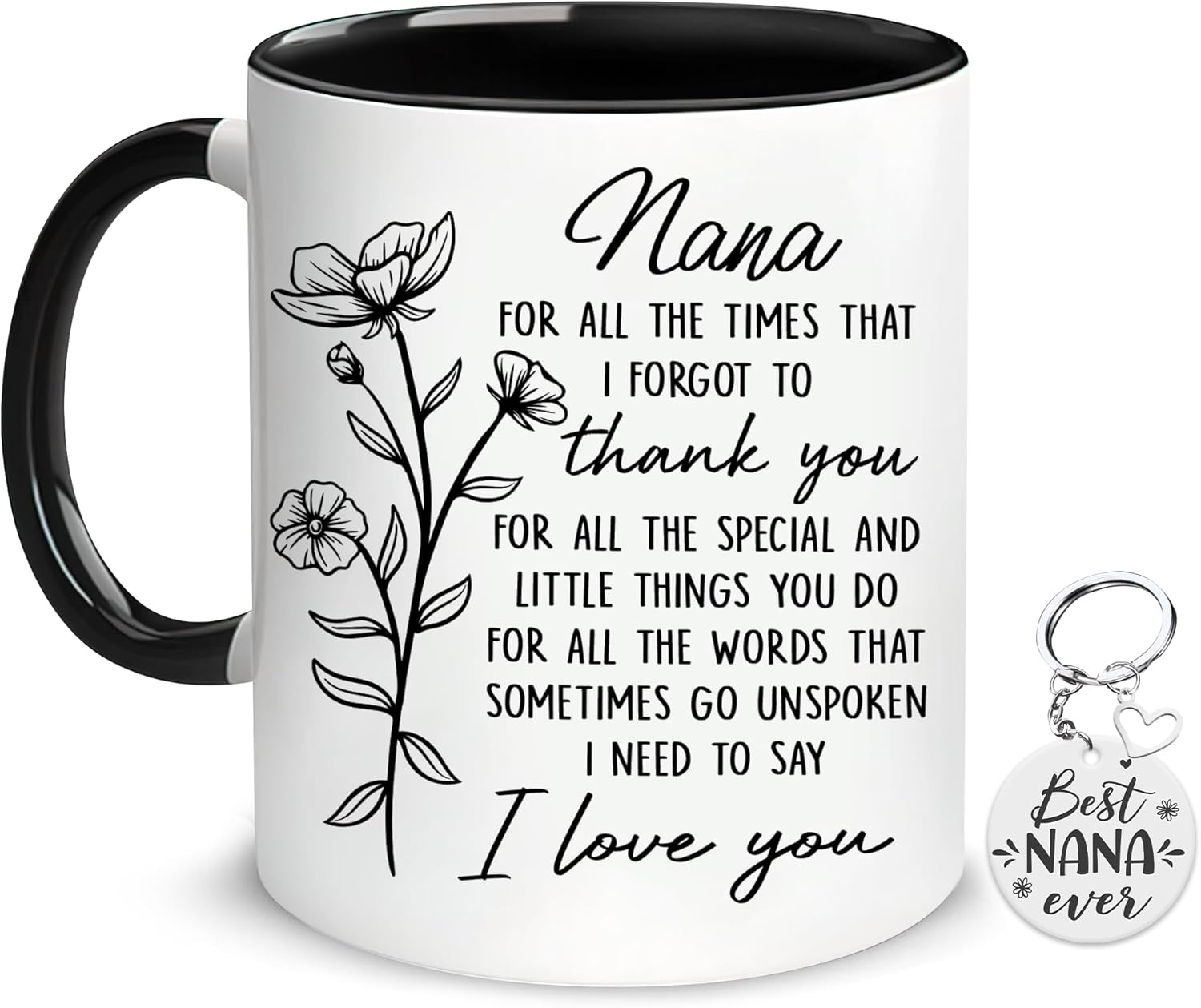 Hyturtle Nana Coffee Mug 11 Oz And Keychain For Women - Mothers Day Gifts For Grandma From Grandkids - Christmas Gifts For Nana - Perfect For Nana's From Granddaughter, Grandson For Birthday