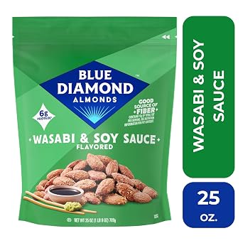 Blue Diamond Almonds, Bold Wasabi & Soy Sauce Flavored Snack Nuts, Bulk Bag, Pantry Staple, GMO-Free, Great for Parties, Lunch, Events, Holiday, and Healthy Snacking, 25 Oz Resealable Bag (Pack of 1)