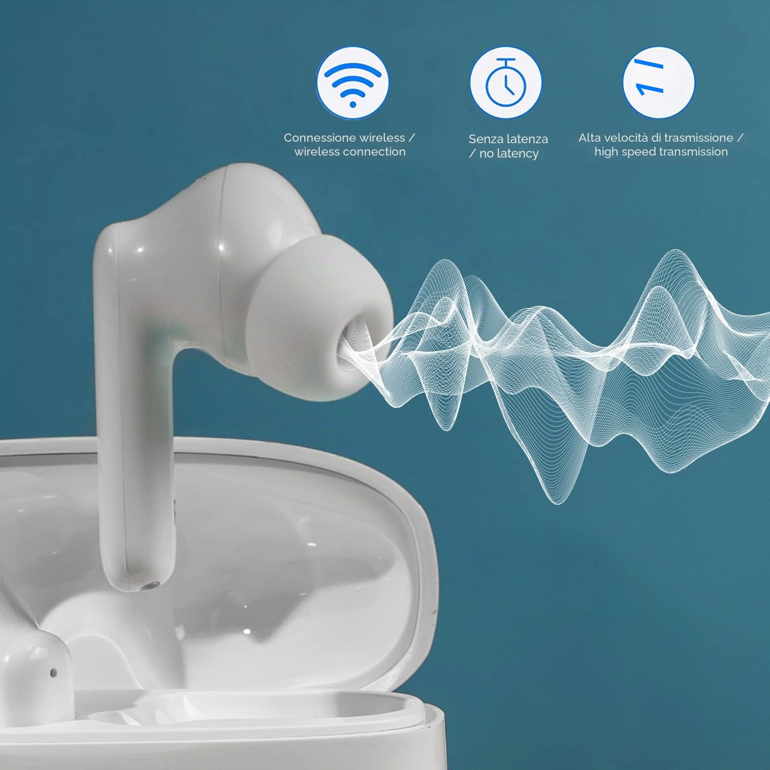 Cuffie wireless Expert. [Cuffie Bluetooth 5.3 HD Microfono][Custodia di ricarica rapida]. Controllo tattile [Microfono Incorporato] (Auricolari Wireless Expert, Bianco)