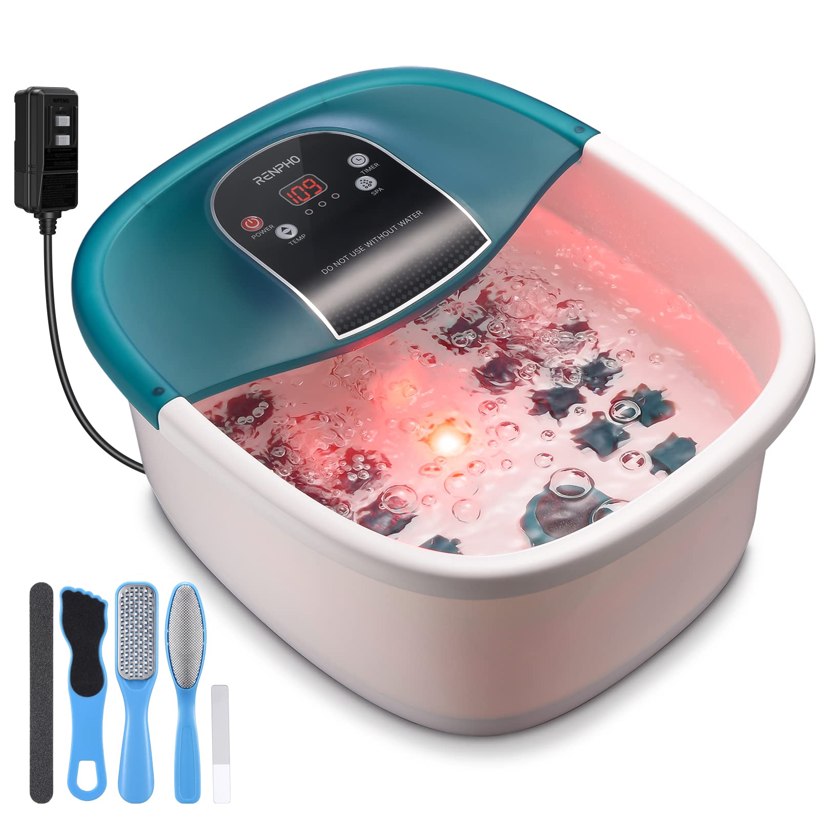 RENPHO Foot Spa Bath Massager, GFCI Plug Foot Soak Tub Pedicure Kits with Heat, Bubbles, Vibration, Temperature Control,Pumice Stone, and 22 Massaging Rollers for Feet Muscle (B09J15X88D) Amazon Price History, Amazon Price Tracker