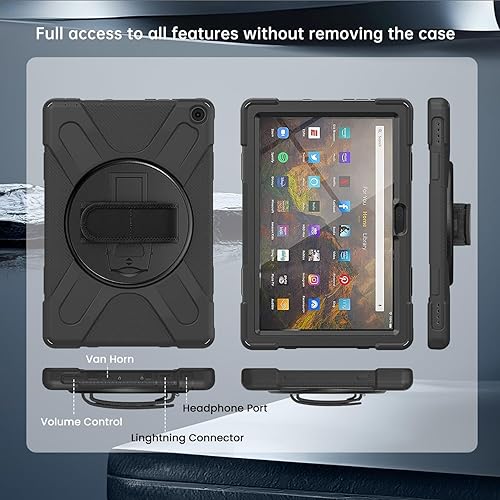Miniatura 5 de Funda Fire HD 10  HD 10 Plus 11 generación 2021, a prueba de golpes, resistente, con soporte, correa de mano, correa de hombro para Tienda Fire HD