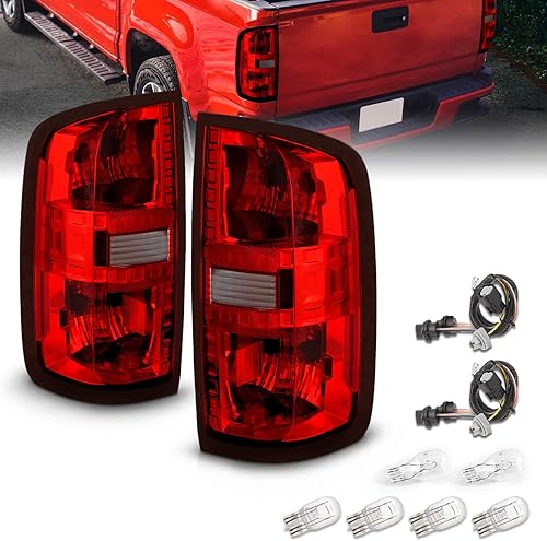 AmeriLite Par de lámparas de freno de repuesto para Chevy Colorado 2015-2022, color rojo transparente, para el lado del pasajero y del conductor
