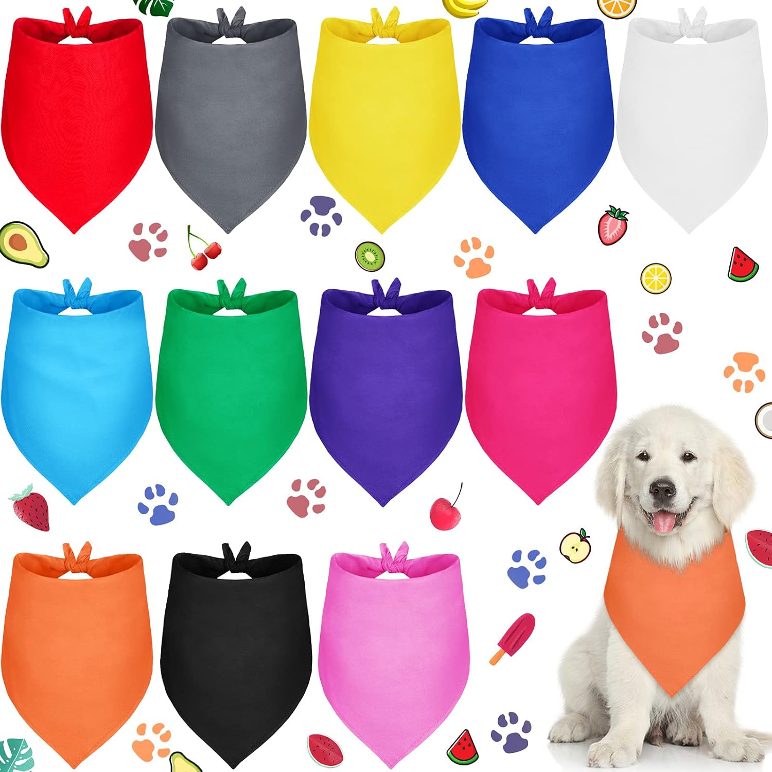 12 Pieces Sublimation Dog Plain Bandanas Triangle Dog Bibs Heat Transfer Washable Dog Bibs Scarfs Adjustable Pet Bandana Accessories for Small Medium Pets, Assorted Colors (Vivid Color) : Pet Supplies