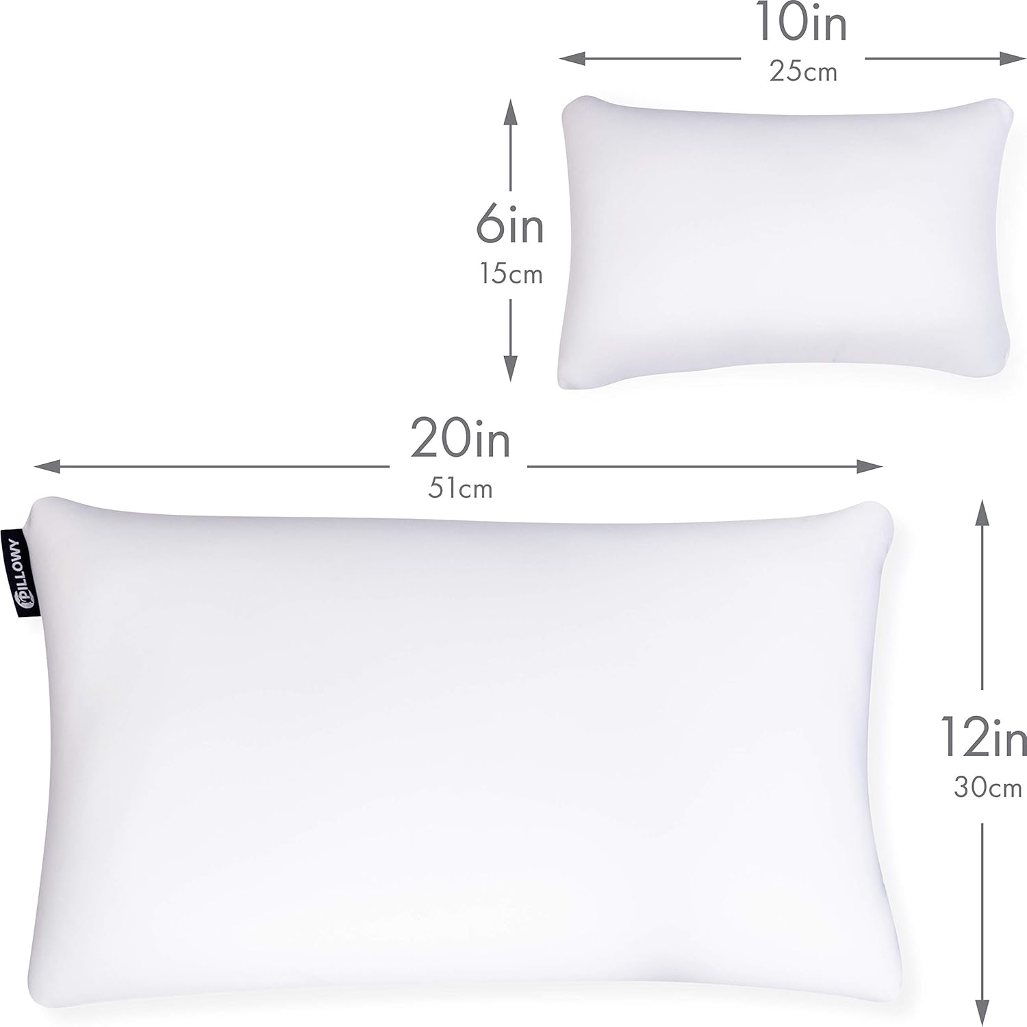 12" x 20" Microbead Stuffer Pillow Insert Sham Rectangle Pillow Cushion for Extra Comfort & Support, Zip Pocket w/ Mini stuffer Zip-in Insert - Adjustable & Perfect Fit With Any Decorative Cover