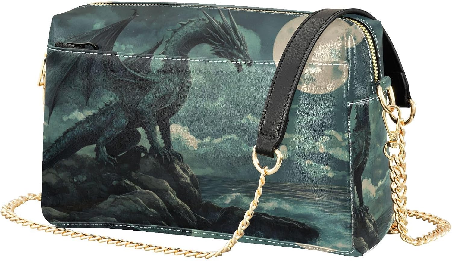 Sea Dragon Women's PU Leather Crossbody Bag Shoulder Handbag Cellphone Purse with Metal Chain Strap Water Resistant Zipper Closure
