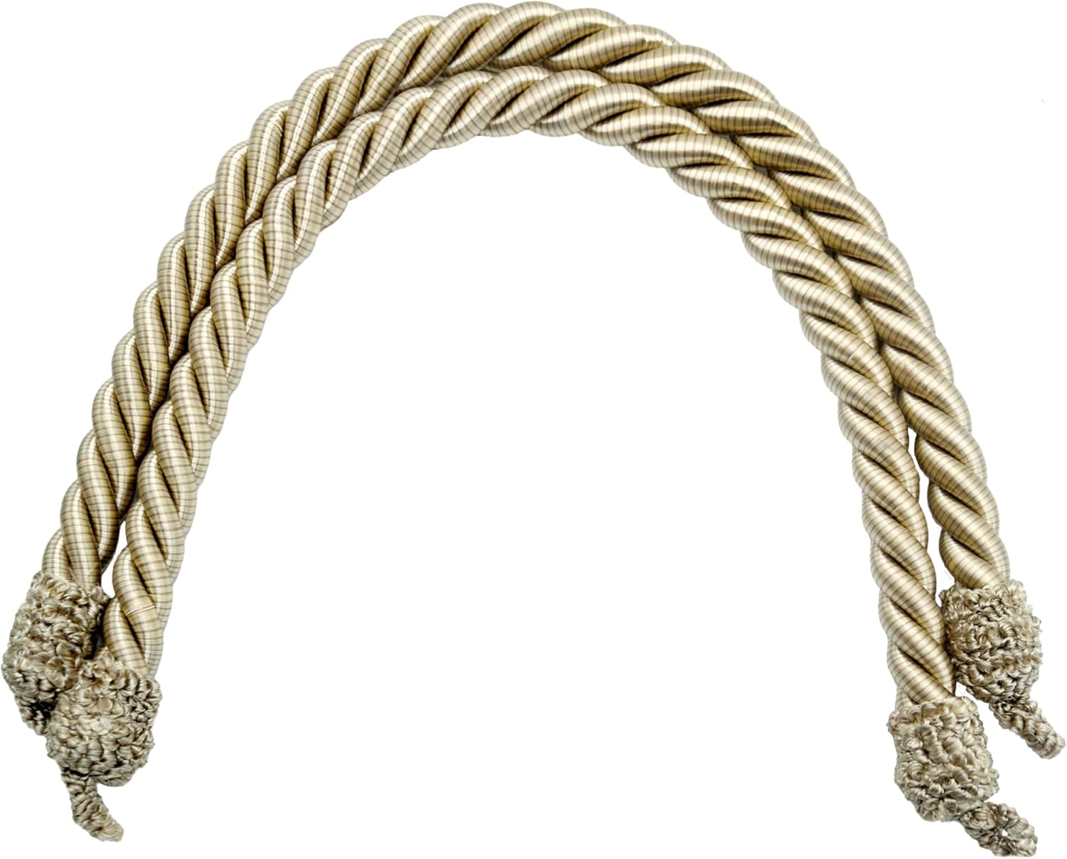 DÉCOPRO Beautifully Handcrafted Curtain and Drapery Decorative Rope Tieback, Spread 24" (61cm), 3/4" (1.5cm) Thick Cord # RTB075SPR24, Sand Beige #A10A8 Set of 4