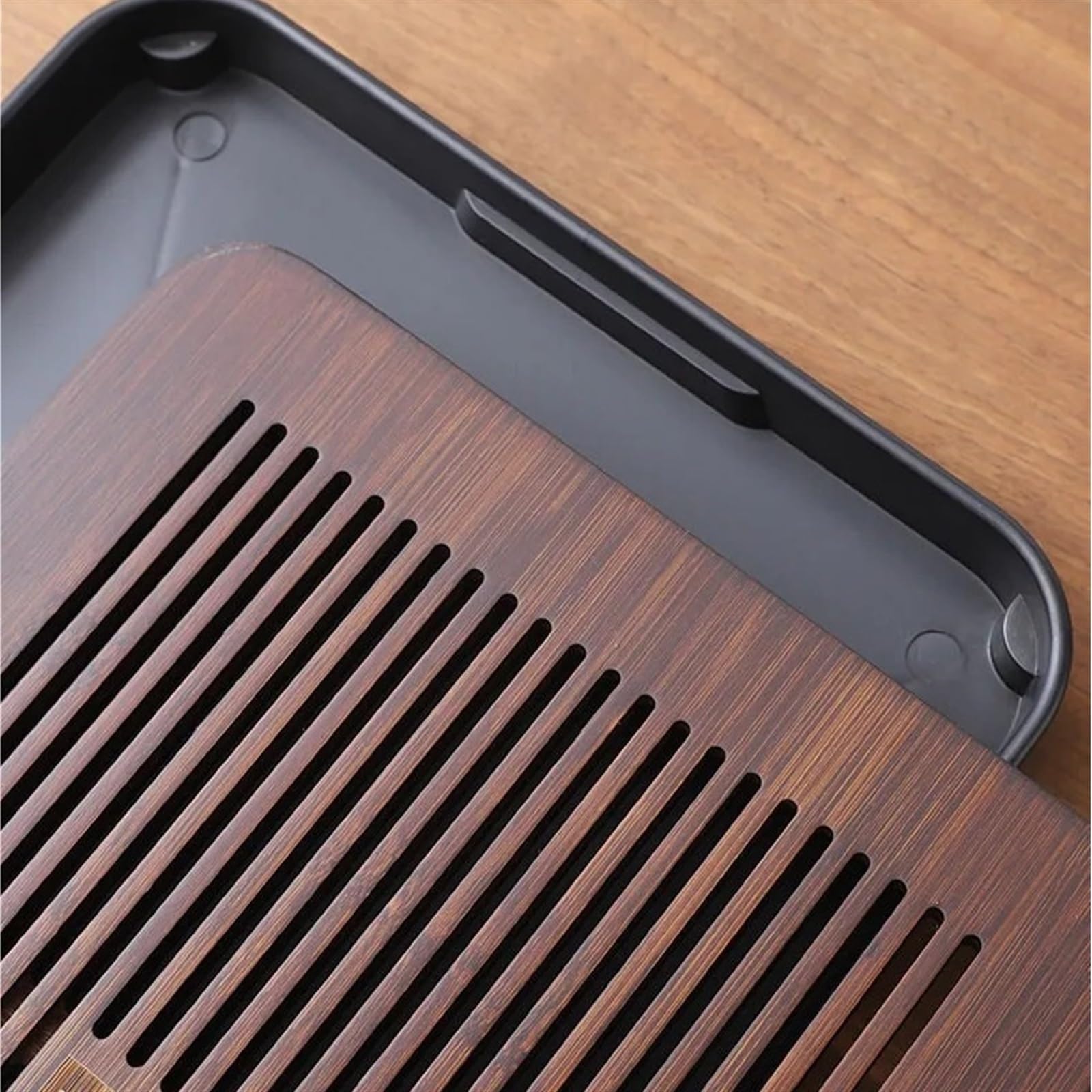 Bandeja Bandeja de Madera for Bandeja de té, Tablero de Juego de té de Drenaje a pequeña Escala, Suministros rectangulares, 3 Estilos, Negro(Brown02)