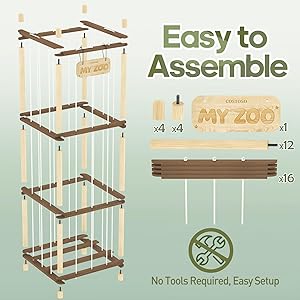 Stuffed Animal Storage, Two-Tone Wood Toy Storage, Space Save Zoo Toy Organizer, Large Capacity Stuffed Animal Holder for Toddler, Gift for Playroom Bedroom Nursery, WJJ-S1