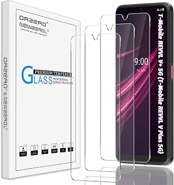 Orzero 3 Pack Tempered Glass Screen Protector Compatible for T-Mobile REVVL V+ 5G T-Mobile REVVL V Plus 5G, Protector De Pantalla 9 Hardness High Definition Bubble Free Anti-Scratch