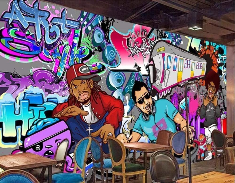 Graffiti Hip-Hop Rock Musica 3D Carta Da Parati Sfondi Ufficio Divano Camera Da Letto Sfondo Decorazione Murale-300cm×210cm