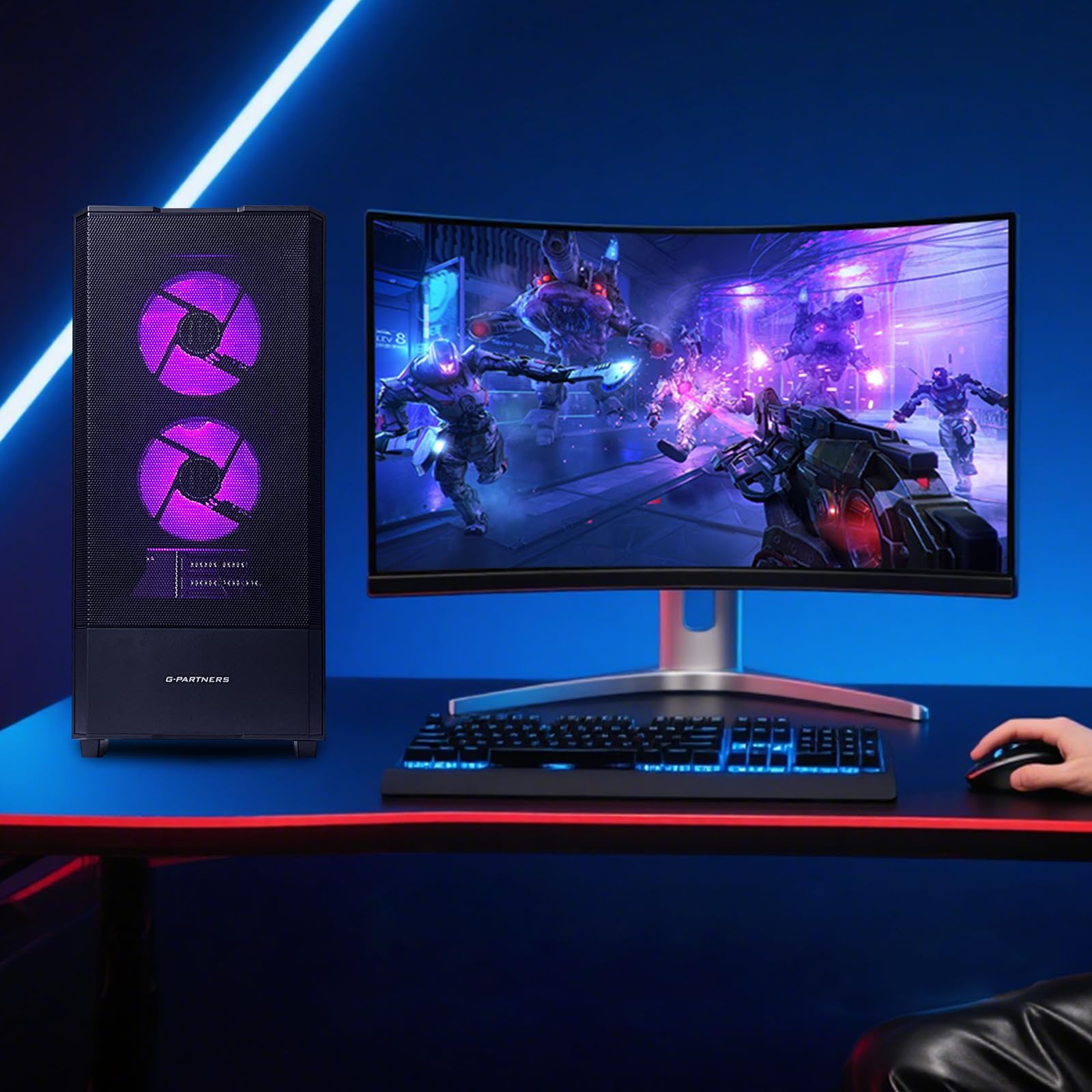 Gaming Desktop PC AMD R5 5500 GeForce RTX 3050 6GB,16GB DDR4 RAM,1TB NVMe SSD,ARGB Cooling, Prebuilt Gaming Computer