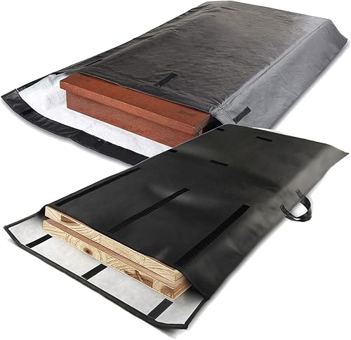 Bolsa de almacenamiento acolchada para hojas de mesa, paquete de 2, cubierta de hoja de mesa con cierre de velcro ajustable y asa, bolsa de