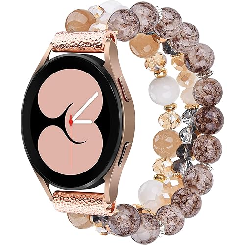 CAGOS Bracelet for Samsung Galaxy Watch 6 Band Classic/Galaxy Watch Active 2 Band/Galaxy Watch 5 Band Pro/Galaxy Watch 4 Band Classic, 20mm Galaxy Watch Band Cute Beaded Strap for Women