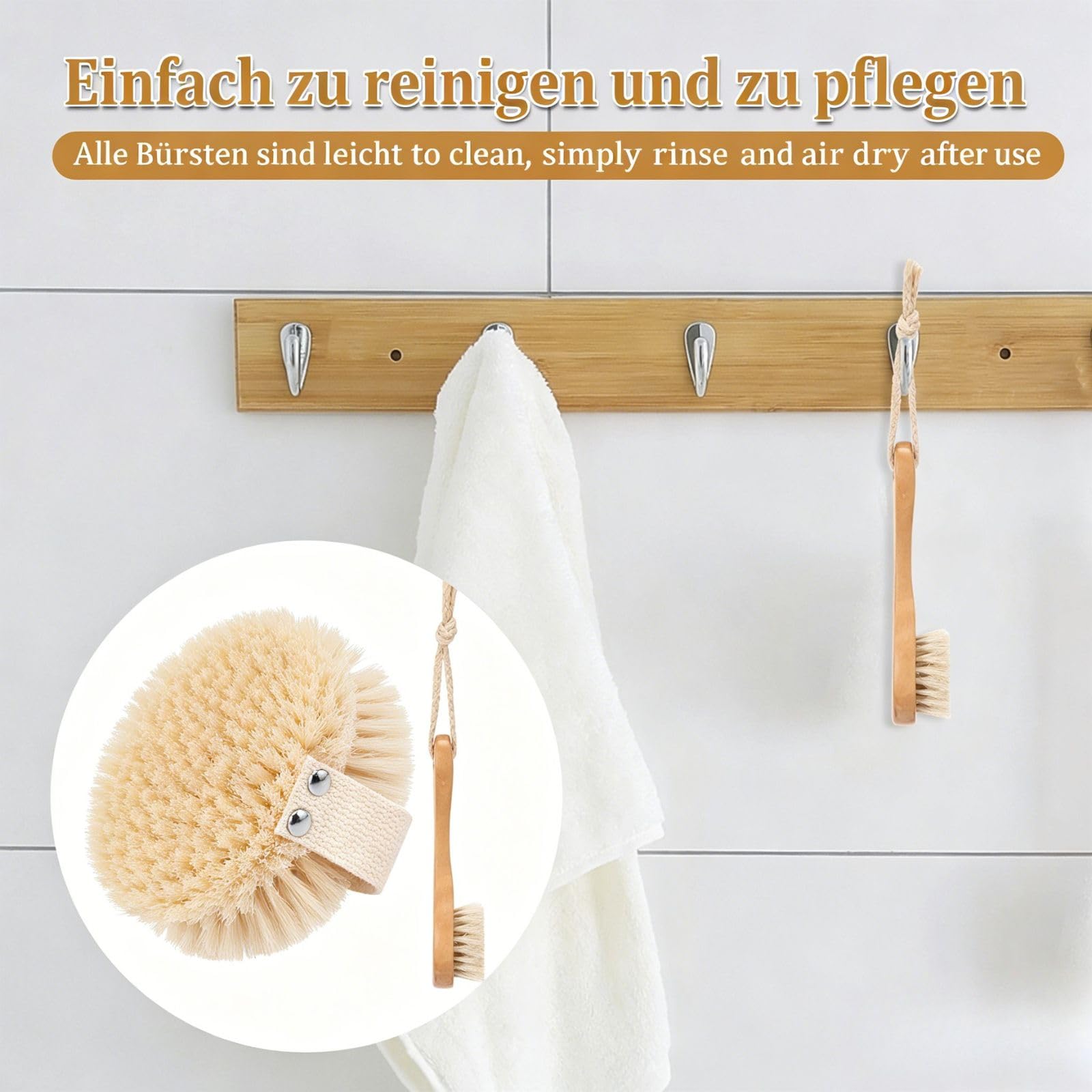 Spazzola a secco con setole naturali, filo di rame, spazzola per il corpo con cinghie, spazzola per massaggi a secco, per rimuovere la pelle morta, cellulite, migliora le funzioni linfatiche