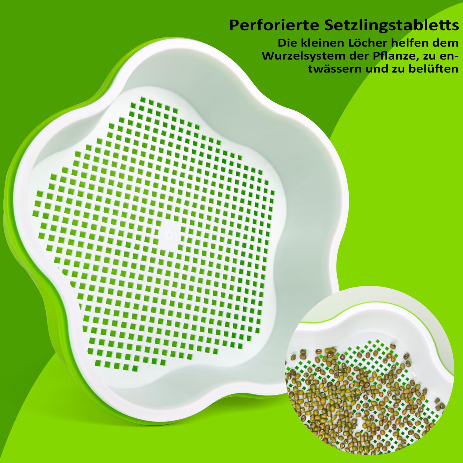 KAWAAN 4 Pièces Kit de Germination de Graines,Kit de Culture de germes de Haricots, Plateau de Germination de Graines, Germoir pour Graines à Germer, Germoir avec Couvercle, Bac à Semis pour Haricots