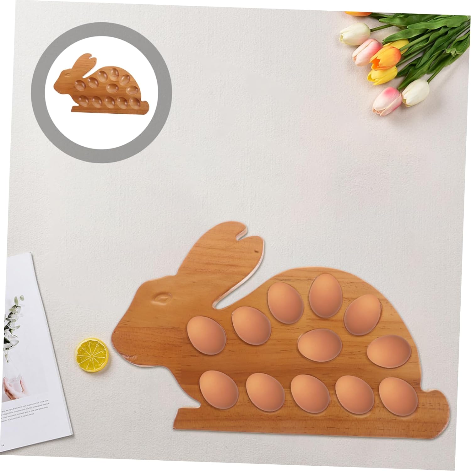 BESTOYARD Wooden Storage Tray and Wear-resistant Holder for Kitchen Countertop Functional Desktop Platter and Daily Use