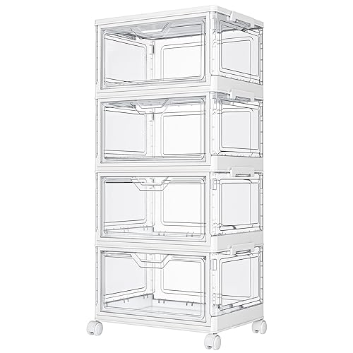 Kmiectse Clear Storage Bins with Lids - 4 Tier Plastic