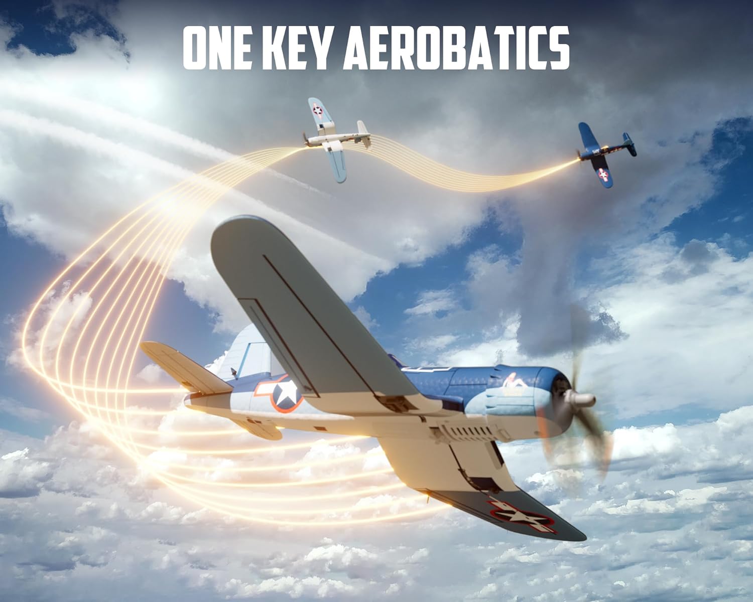 VOLANTEXRC F4U Corsair 4CH Brushless RC Plane with remote, batteries, and charging cable.