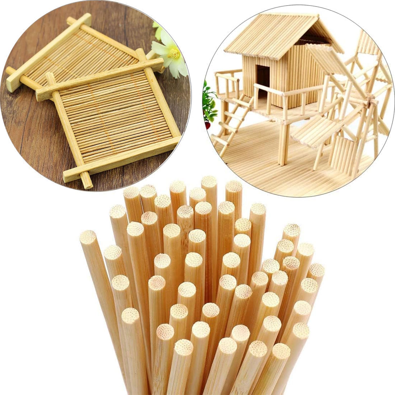 50 Bastoncini Legno Per Lavoretti - Con Fori, Lisci E Sicuri, Per DIY, Scuola, Progetti Creativi