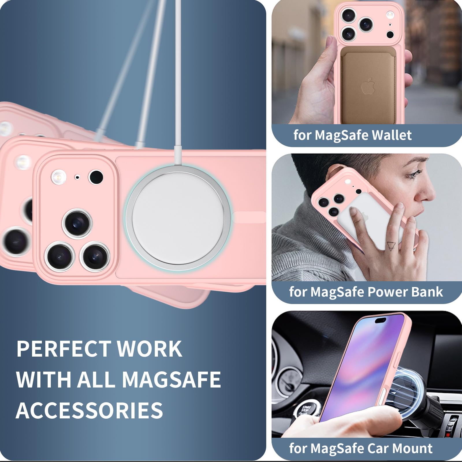 CasyKasy Capa para iPhone-17-Pro-Max rosa para Magsafe [proteção