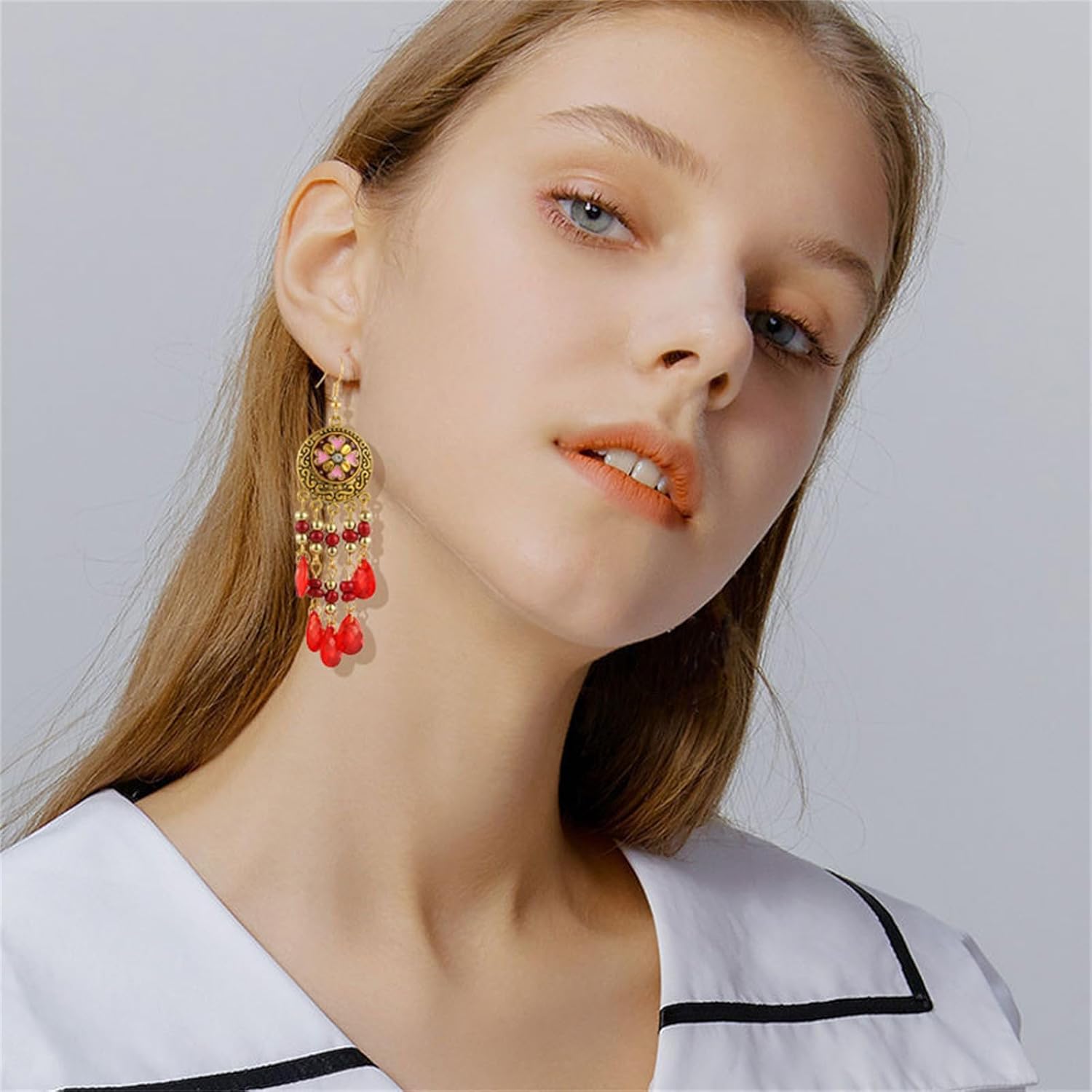 Coadipress Long Bohemian Drop Dangle Earrings for Women Retro Colorful Tassel Statement Drop Earrings Beaded Tassel Chandelier Earring Boho Elegant Jewelry image 3