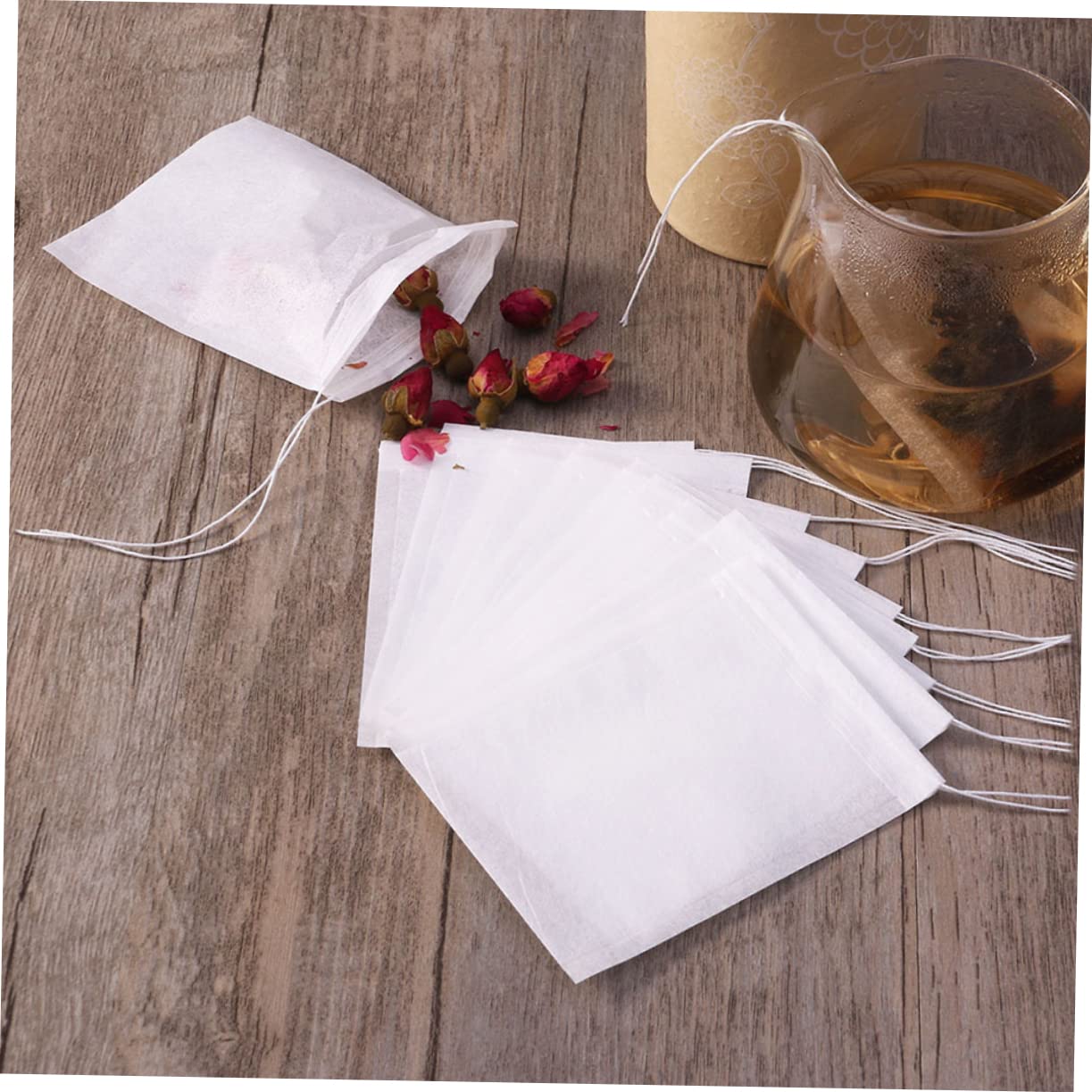 PRETYZOOM 600piezas Bolsas De Filtro De Té Desechables Diseño De Cordón Para Infusiones Hierbas y Marrones