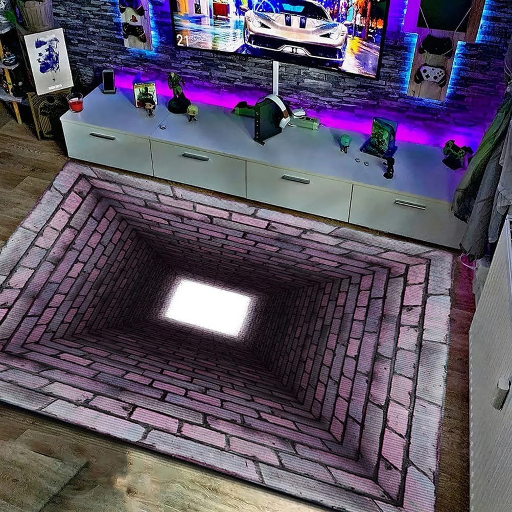 Juxdzishw O 3D Ptical Illusion Rug - Vortex Illusion Floor Mat For Door Entrance, Bathroom, Stairs, Playroom, Living Room, R Area,,50 * 80Cm